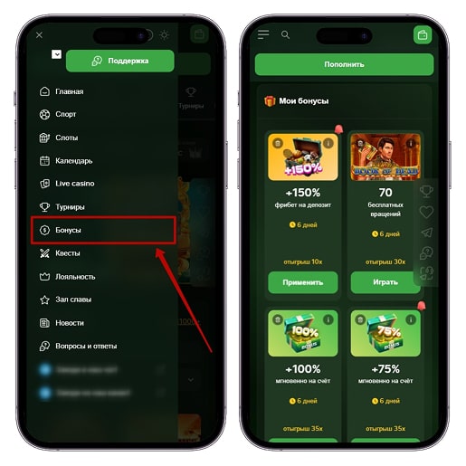 Бонусная вкладка
